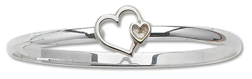 Double Heart Bangle Bracelet - Sterling Silver