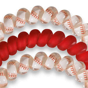 Baseball - Small Spiral Hair Coils, Hair Ties, 3-pack