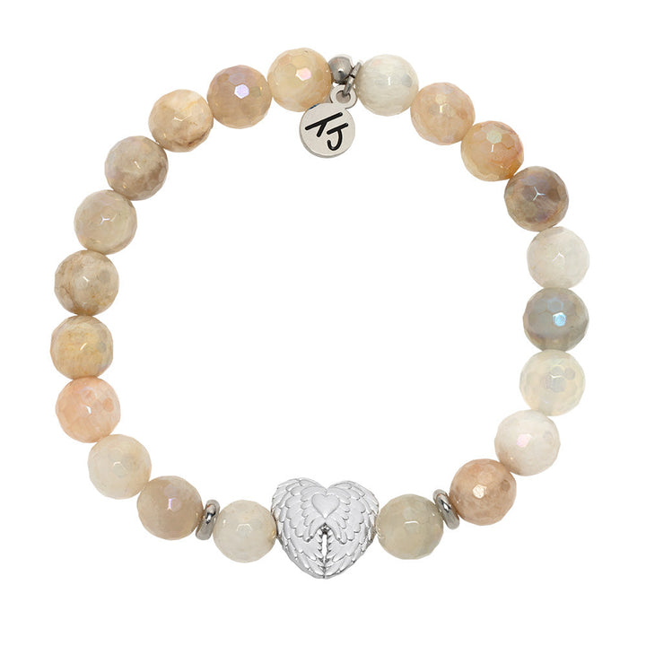 Gemstone Bracelet Angel Wing Charm Bracelet Lava Rock Gemstone