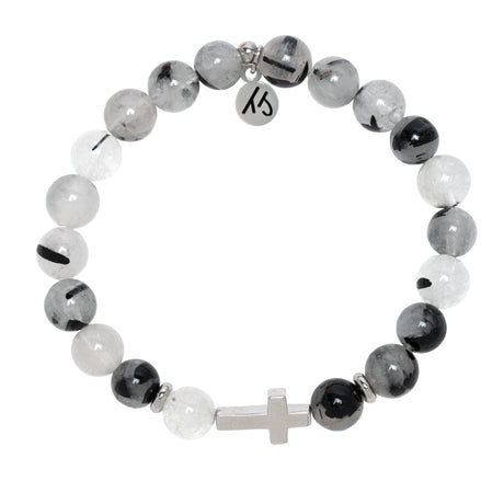 Cross on Rutilated Quartz Precious Symbols Bracelet - TJazelle