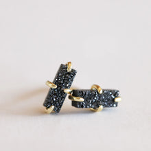 Load image into Gallery viewer, Black Bar Druzy Stud Earring