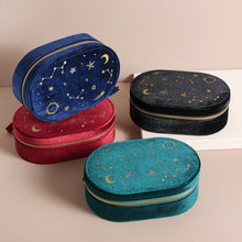 Load image into Gallery viewer, Starry Night Printed Velvet Oval Jewelry Case