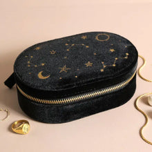 Load image into Gallery viewer, Starry Night Printed Velvet Oval Jewelry Case