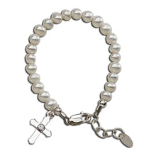 Load image into Gallery viewer, Blessed Baby Pearl Baptism/Cross Bracelet (0-12 Months)