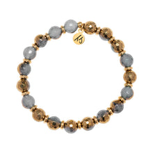 Load image into Gallery viewer, Blue Gold Agate &amp; Gold Empowered Elegance Beaded Bracelet - TJazelle