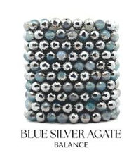 Load image into Gallery viewer, "Balance" Blue Silver Agate Stacker - TJazelle