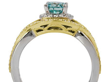 Load image into Gallery viewer, Blue Diamond Ring with Two Tone Setting - 14K Yellow Gold