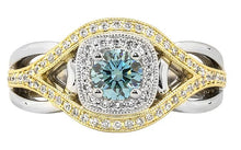 Load image into Gallery viewer, Blue Diamond Ring with Two Tone Setting - 14K Yellow Gold