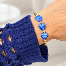 Load image into Gallery viewer, Blue Triple Mini Heart Worry Stone Bracelet