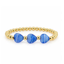 Load image into Gallery viewer, Blue Triple Mini Heart Worry Stone Bracelet