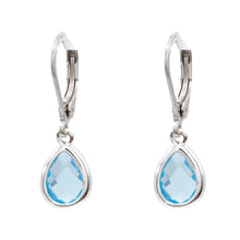 Load image into Gallery viewer, Aqua Mini Gemstone Teardrop Leverback Earring