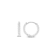 Load image into Gallery viewer, Braided Silver Huggie Hoops - Chloe and Lois