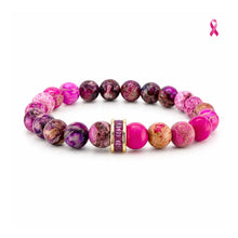 Load image into Gallery viewer, Bellissima Breast Cancer Awareness Crystal Rondelle Gemstone Bracelet