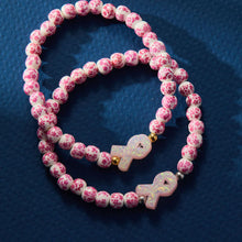 Load image into Gallery viewer, Porcelain Pink Cancer Ribbon Holy Water Bracelet