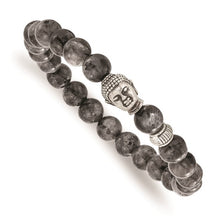 Load image into Gallery viewer, Men&#39;s Labradorite and Buddha Beaded Bracelet