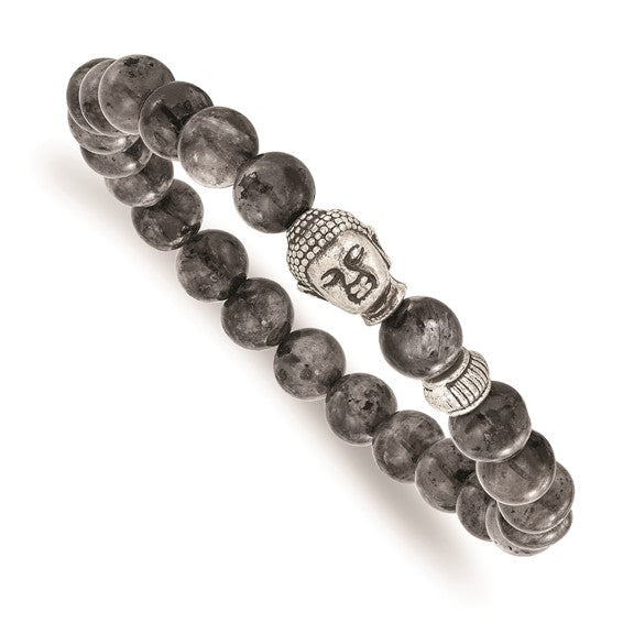 Men's Labradorite and Buddha Beaded Bracelet