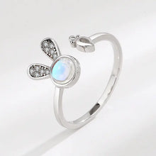 Load image into Gallery viewer, Bunny Rabbit Moonstone Stacking Ring - Sterling Silver