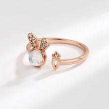 Load image into Gallery viewer, Bunny Rabbit Moonstone Stacking Ring - Sterling Silver