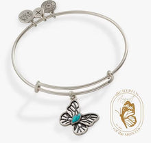 Load image into Gallery viewer, Turquoise Filigree Butterfly Charm Bangle - Alex and Ani