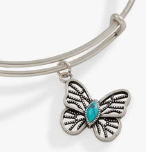 Load image into Gallery viewer, Turquoise Filigree Butterfly Charm Bangle - Alex and Ani