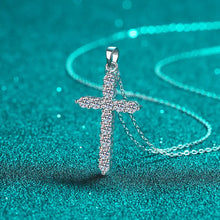 Load image into Gallery viewer, Moissanite Cross Pendant Necklace in 925 Sterling