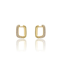 Load image into Gallery viewer, Small CZ Rectangle Hoop Earrings