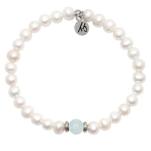 Load image into Gallery viewer, Pearl with Aquamarine - The TJazelle Cape Bracelet