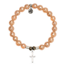 Load image into Gallery viewer, "Cross CZ" Silver Charm Bracelet - TJazelle