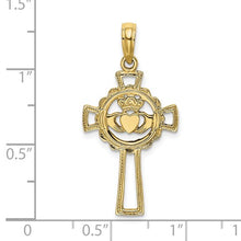 Load image into Gallery viewer, Claddagh Cross - 14K Yellow Gold