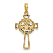 Load image into Gallery viewer, Claddagh Cross - 14K Yellow Gold