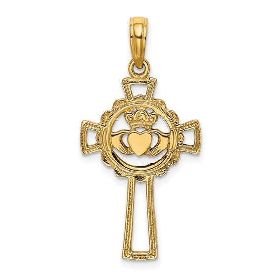 Claddagh Cross - 14K Yellow Gold