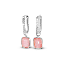 Load image into Gallery viewer, Pavé Luxe Cushion Hoops Coral - Chloe &amp; Lois