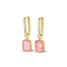 Load image into Gallery viewer, Pavé Luxe Cushion Hoops Coral - Chloe &amp; Lois