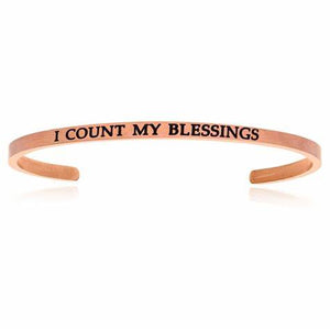 "I Count My Blessings" Rose Gold Cuff Bangle