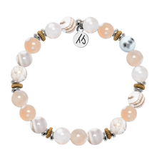 Load image into Gallery viewer, White Natural Agate Courage Within Bracelet - TJazelle