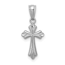 Load image into Gallery viewer, Mini Budded Cross Pendant - 14K White Gold