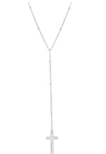 Load image into Gallery viewer, Hanging Cross w/Beaded Chain-Sterling Silver