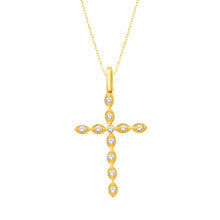 Load image into Gallery viewer, .12 Carats Diamond Cross Pendant - 14K Yellow Gold