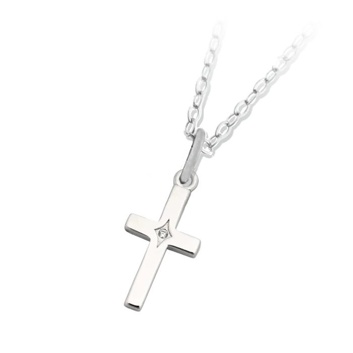 CZ Cross Necklace - Sterling Silver TJazelle