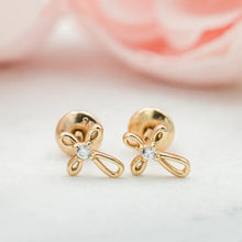 Load image into Gallery viewer, 14K Gold-Plated Children’s Cross Earrings - Cherished Moments