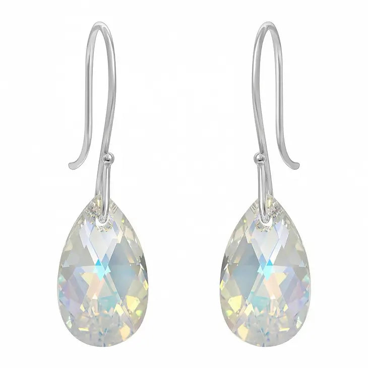 Crystal Briolette Earrings - Crystal Elements Clear AB