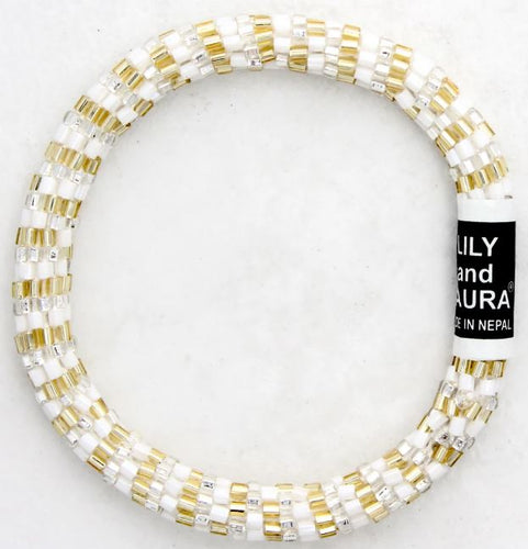 Cut Gold, White and Silver - Roll On Lily and Laura Bracelet