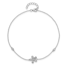 Load image into Gallery viewer, CZ Flower- Sterling Silver Anklet