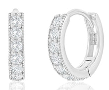 Load image into Gallery viewer, 13mm CZ Hoop Earrings-Sterling Silver