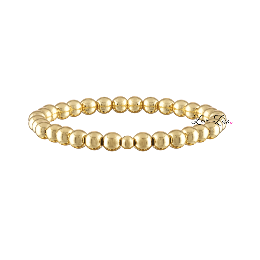 6mm Gold Beaded Bracelet