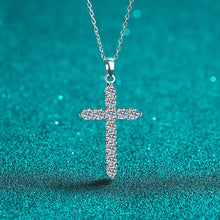 Load image into Gallery viewer, Moissanite Cross Pendant Necklace in 925 Sterling