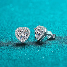 Load image into Gallery viewer, Heart Moissanite Halo Stud Earrings