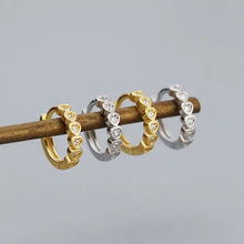 Load image into Gallery viewer, Dainty Gold Heart Hoop Earrings in 925 Sterling Silver