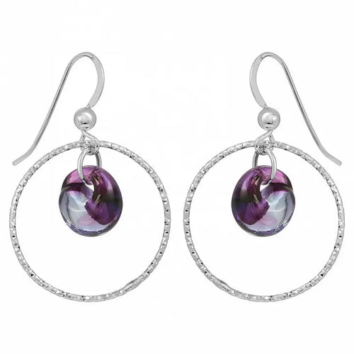 Diamond Cut Hoop Earrings - Mystic Purple