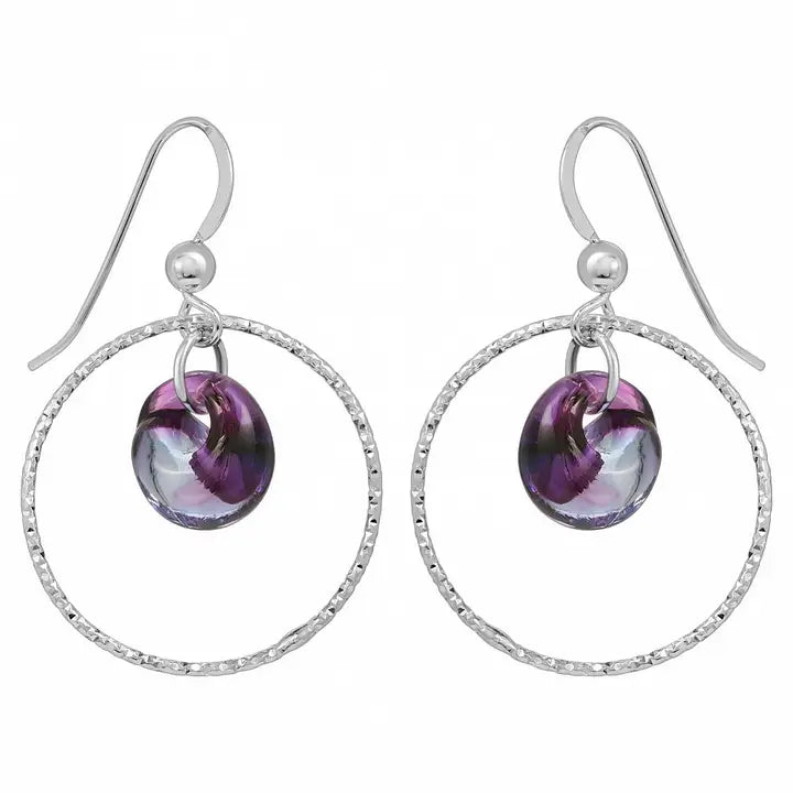 Diamond Cut Hoop Earrings - Mystic Purple